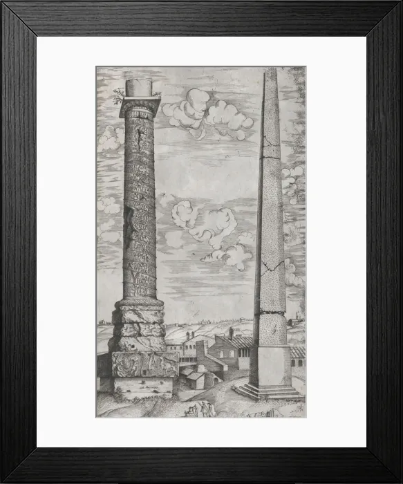 Framed Print : Speculum Romanae Magnificentiae: Column of Antoninus and a Roman Obelisk, 16th cen Framed Print : Speculum Romanae Magnificentiae: Column of Antoninus and a Roman Obelisk, 16th cen