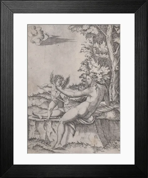 Framed Print : Venus and Eros, ca. 1514-36. Creator: Agostino Veneziano Framed Print : Venus and Eros, ca. 1514-36. Creator: Agostino Veneziano