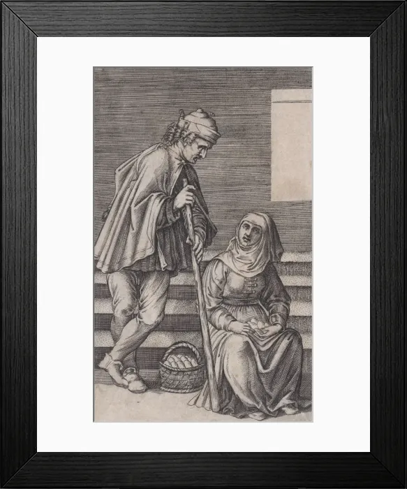Framed Print : Peasant and a Woman with Eggs, ca. 1514-36. Creator: Agostino Veneziano Framed Print : Peasant and a Woman with Eggs, ca. 1514-36. Creator: Agostino Veneziano