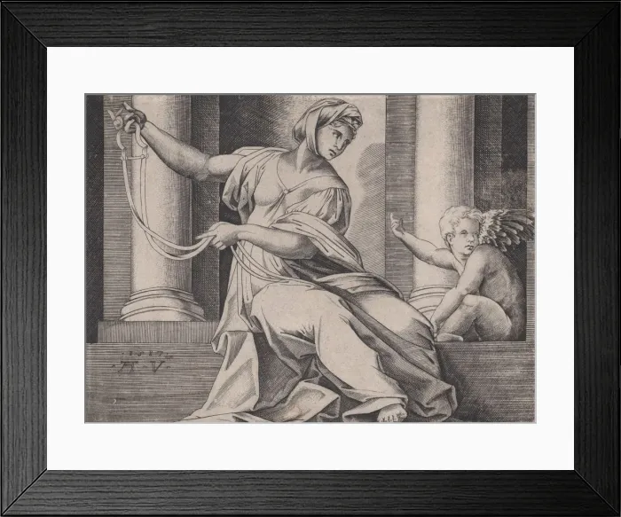 Framed Print : Temperance, dated 1517. Creator: Agostino Veneziano Framed Print : Temperance, dated 1517. Creator: Agostino Veneziano