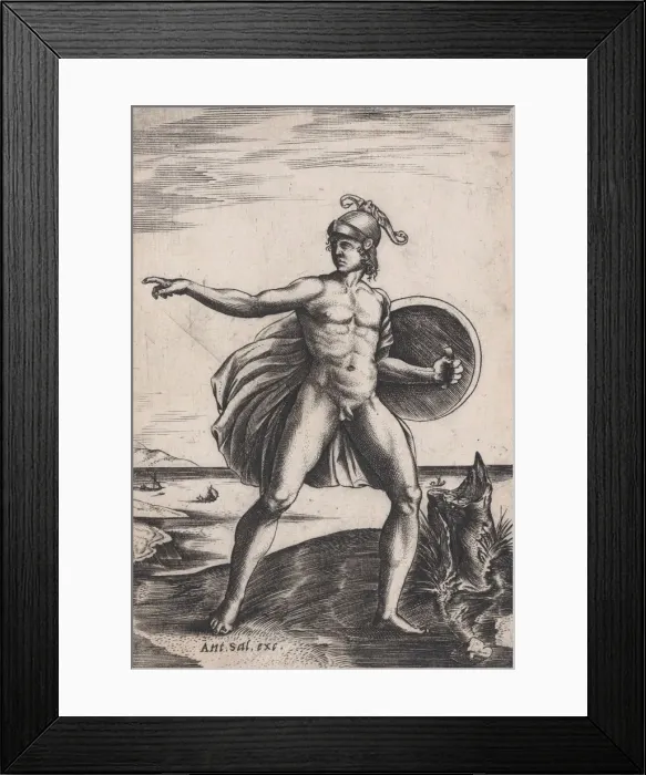 Framed Print : A Warrior, ca. 1514-36. Creator: Agostino Veneziano Framed Print : A Warrior, ca. 1514-36. Creator: Agostino Veneziano