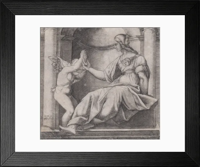 Framed Print : Prudence, dated 1516. Creator: Agostino Veneziano Framed Print : Prudence, dated 1516. Creator: Agostino Veneziano