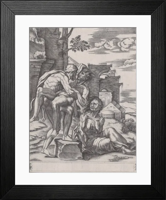 Framed Print : Hercules and Antaeus, dated 1533. dated 1533. Creator: Agostino Veneziano Framed Print : Hercules and Antaeus, dated 1533. dated 1533. Creator: Agostino Veneziano