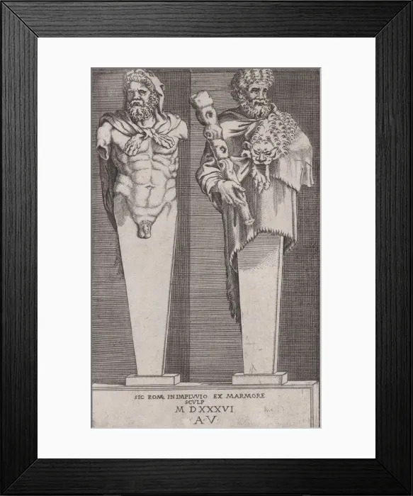 Framed Print : Hercules from the The Hermae, dated 1536. Creator: Agostino Veneziano Framed Print : Hercules from the The Hermae, dated 1536. Creator: Agostino Veneziano