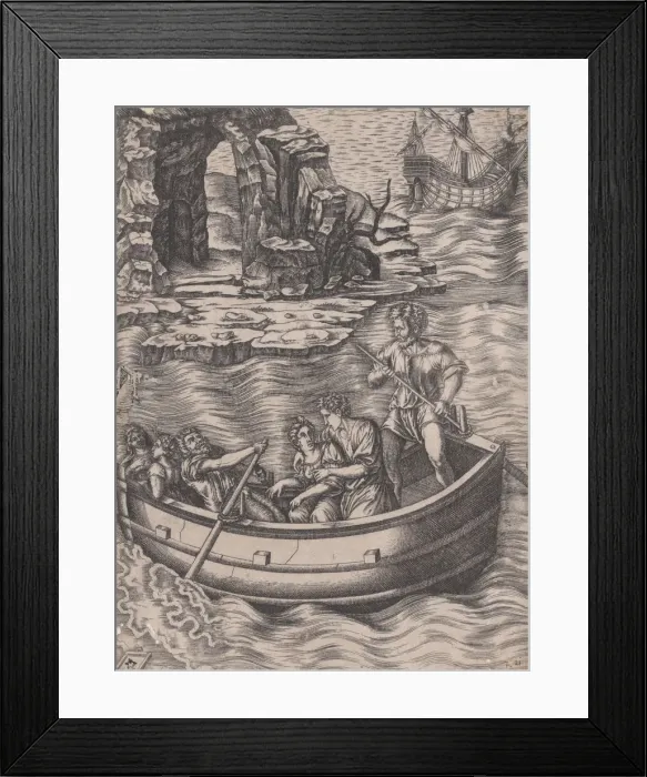 Framed Print : The Bark, ca. 1514-36. Creator: Agostino Veneziano Framed Print : The Bark, ca. 1514-36. Creator: Agostino Veneziano