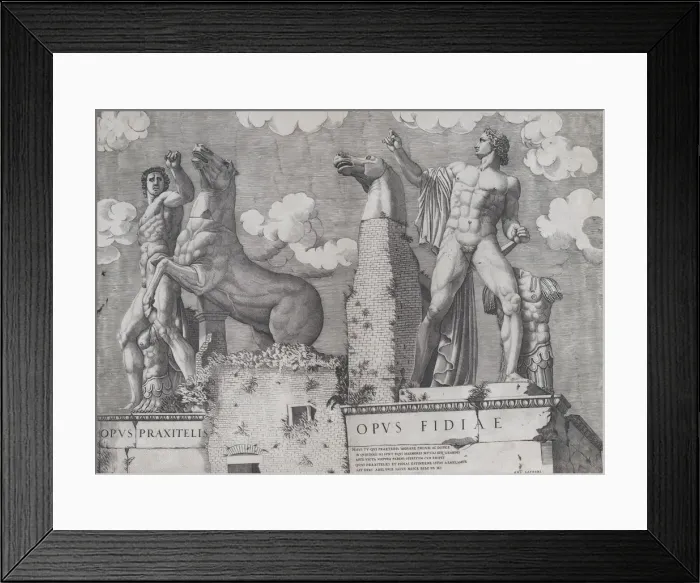 Framed Print : Speculum Romanae Magnificentiae: Statues of the Dioscuri at the Quirinal, 1546. 1546 Framed Print : Speculum Romanae Magnificentiae: Statues of the Dioscuri at the Quirinal, 1546. 1546