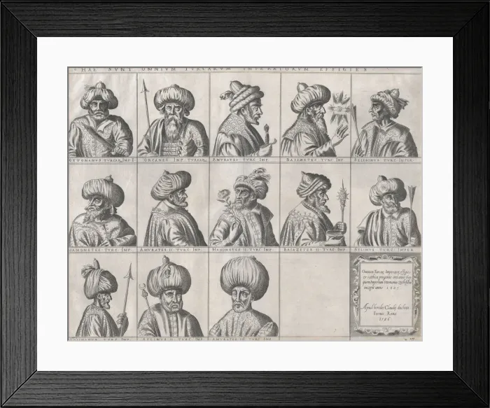 Framed Print : Speculum Romanae Magnificentiae: Portraits of Turkish Sultans, late 16th century Framed Print : Speculum Romanae Magnificentiae: Portraits of Turkish Sultans, late 16th century