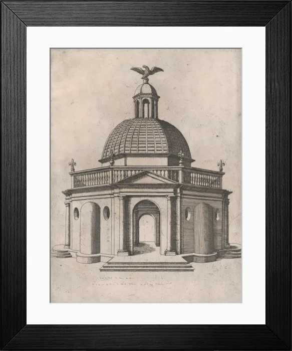 Framed Print : Speculum Romanae Magnificentiae: Octagonal Temple with a dome, surmounted by a dom Framed Print : Speculum Romanae Magnificentiae: Octagonal Temple with a dome, surmounted by a dom