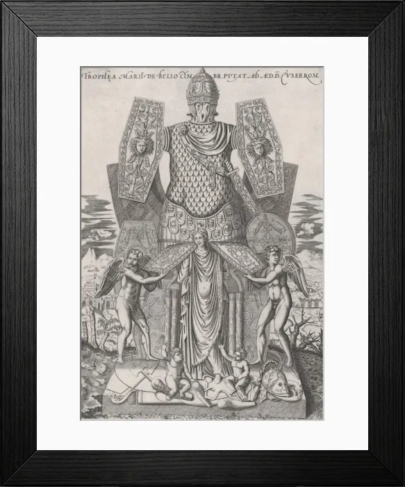 Framed Print : Speculum Romanae Magnificentiae: Trophies of Marius, 16th century. 16th century Framed Print : Speculum Romanae Magnificentiae: Trophies of Marius, 16th century. 16th century