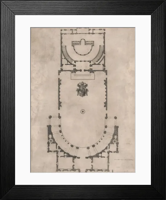 Framed Print : Speculum Romanae Magnificentiae: Ground plan of a building with the arms of Pope J Framed Print : Speculum Romanae Magnificentiae: Ground plan of a building with the arms of Pope J