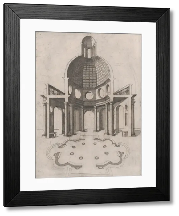 Framed Print : Speculum Romanae Magnificentiae: Interior and ground plan of an octagonal temple Framed Print : Speculum Romanae Magnificentiae: Interior and ground plan of an octagonal temple