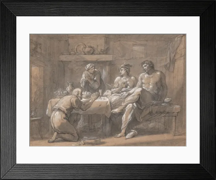 Framed Print : Jupiter and Mercury in the House of Baucis and Philemon, 18th century Framed Print : Jupiter and Mercury in the House of Baucis and Philemon, 18th century