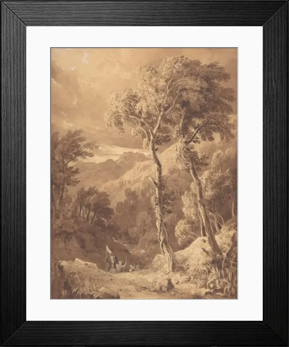 Framed Print : Mountainous Landscape with a Party of Travellers (Scene on the River Pellene Achaia) Framed Print : Mountainous Landscape with a Party of Travellers (Scene on the River Pellene Achaia)