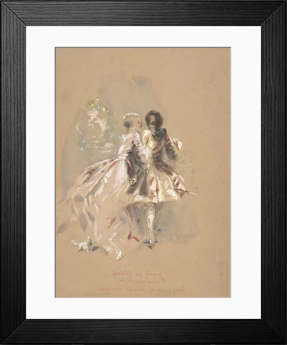 Framed Print : Young Couple Seen From Behind, mid-19th century. Creator: Hippolyte-Omer Ballue Framed Print : Young Couple Seen From Behind, mid-19th century. Creator: Hippolyte-Omer Ballue