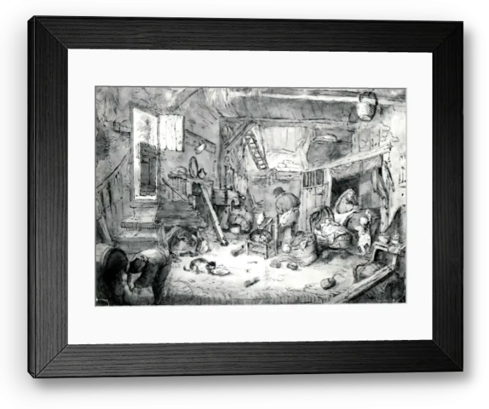 Framed Print : Peasant Family in a Barn, 1640s. Creator: Unknown Framed Print : Peasant Family in a Barn, 1640s. Creator: Unknown