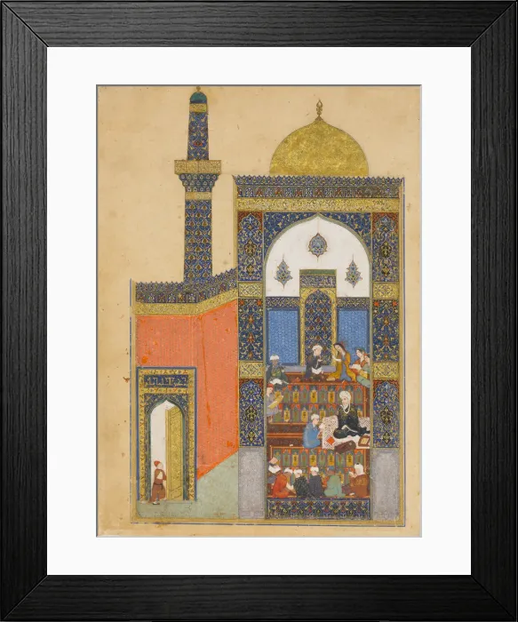 Framed Print : Laila and Majnun at School, Folio from a Khamsa (Quintet) of Nizami, A. H. 835 / A. D Framed Print : Laila and Majnun at School, Folio from a Khamsa (Quintet) of Nizami, A. H. 835 / A. D