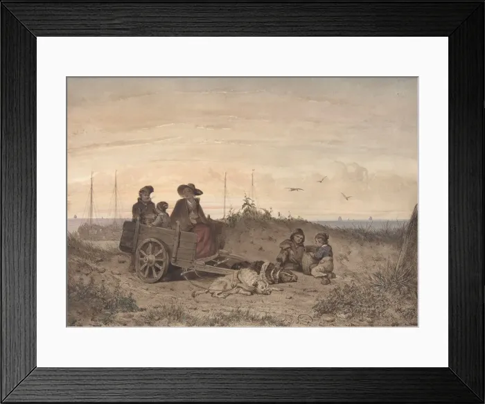 Framed Print : A Fishermans Family at the Beach, the Mother and One of the Children Sitting in a Cart Framed Print : A Fishermans Family at the Beach, the Mother and One of the Children Sitting in a Cart