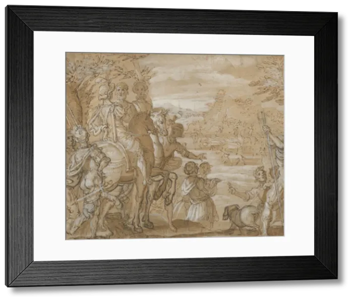 Framed Print : A Hunting Party, ca. 1555-65. Creator: Joannes Stradanus Framed Print : A Hunting Party, ca. 1555-65. Creator: Joannes Stradanus