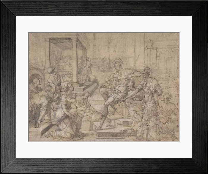 Framed Print : Amya Petitioning Faustus for the Custody of Saint Mamas, ca. 1543. Creator: Jean Cousin Framed Print : Amya Petitioning Faustus for the Custody of Saint Mamas, ca. 1543. Creator: Jean Cousin