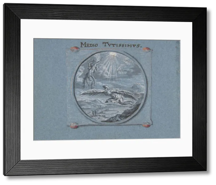 Framed Print : The Fall of Icarus, 1692. Creator: Johann Caspar Hessius Framed Print : The Fall of Icarus, 1692. Creator: Johann Caspar Hessius