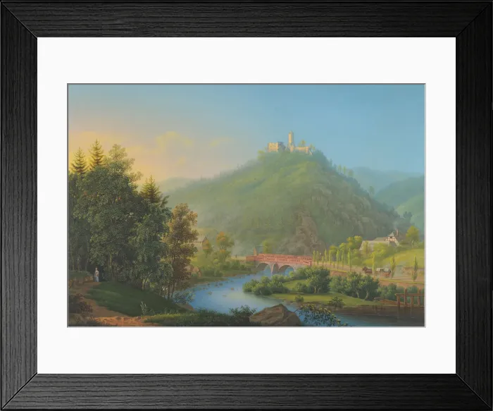 Framed Print : View of Kynsburg over the Weistritz River Valley in Silesia, late 18th-19th century Framed Print : View of Kynsburg over the Weistritz River Valley in Silesia, late 18th-19th century