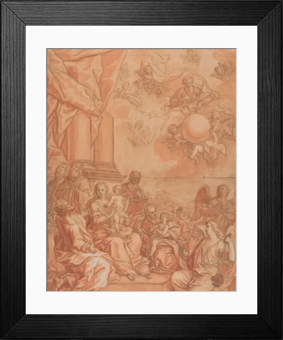 Framed Print : The Virgin and Child with Saints and Angels, and God the Father in the Sky Framed Print : The Virgin and Child with Saints and Angels, and God the Father in the Sky