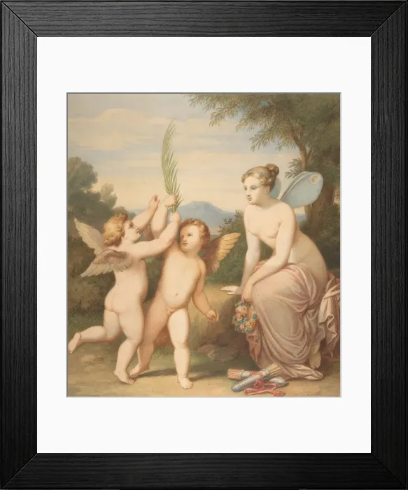 Framed Print : Eros and Anteros with Psyche Looking at Them, 1810-60. Creator: Johannes Riepenhausen Framed Print : Eros and Anteros with Psyche Looking at Them, 1810-60. Creator: Johannes Riepenhausen