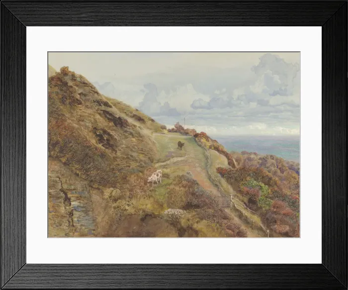 Framed Print : Bonchurch Downs, 1865. Creator: John Brett Framed Print : Bonchurch Downs, 1865. Creator: John Brett