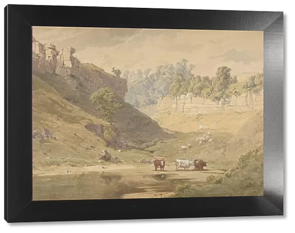 Cattle at a Watering Hole in a Valley, 1830-86. Creator: John Henry Mole