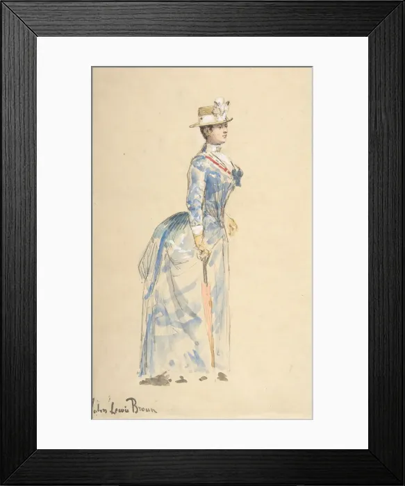 Framed Print : Woman Dressed in Blue, 19th century. Creator: John-Lewis Brown Framed Print : Woman Dressed in Blue, 19th century. Creator: John-Lewis Brown