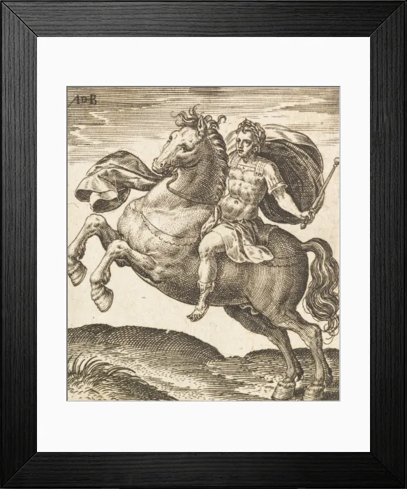Framed Print : Domitianus from Twelve Caesars on Horseback, c1565-1587. Creator: Abraham de Bruyn Framed Print : Domitianus from Twelve Caesars on Horseback, c1565-1587. Creator: Abraham de Bruyn