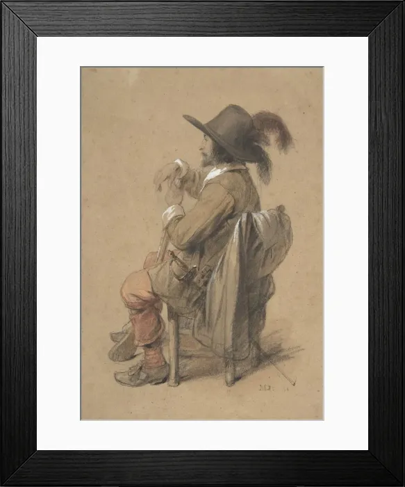 Framed Print : Seated Cavalier, mid-19th century. Creator: Jean-Baptiste Madou Framed Print : Seated Cavalier, mid-19th century. Creator: Jean-Baptiste Madou