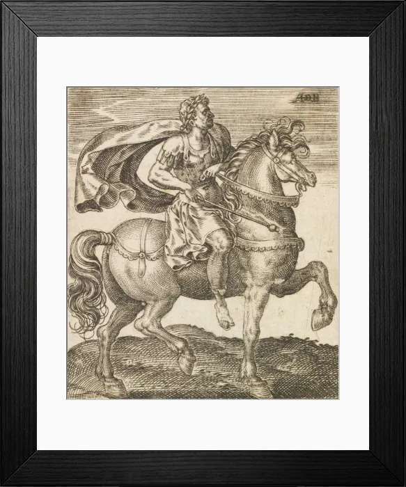 Framed Print : A Vitellius from Twelve Caesars on Horseback, c1565-1587. Creator: Abraham de Bruyn Framed Print : A Vitellius from Twelve Caesars on Horseback, c1565-1587. Creator: Abraham de Bruyn