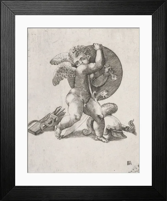 Framed Print : Cupid with Weapons of Mars, c1547-62. Creator: Adamo Scultori Framed Print : Cupid with Weapons of Mars, c1547-62. Creator: Adamo Scultori