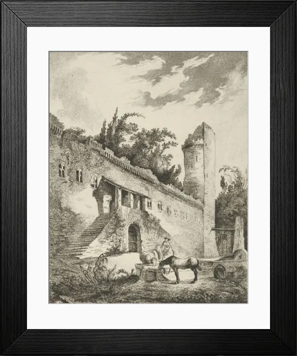 Framed Print : Vue d un ancien chateau scituesur le chemin de Rome à Framed Print : Vue d un ancien chateau scituesur le chemin de Rome à