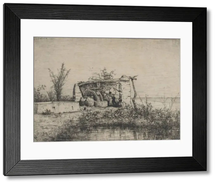 Framed Print : A Water Wheel in Bordighera (Italy), 1875. Creator: Adolphe Appian Framed Print : A Water Wheel in Bordighera (Italy), 1875. Creator: Adolphe Appian