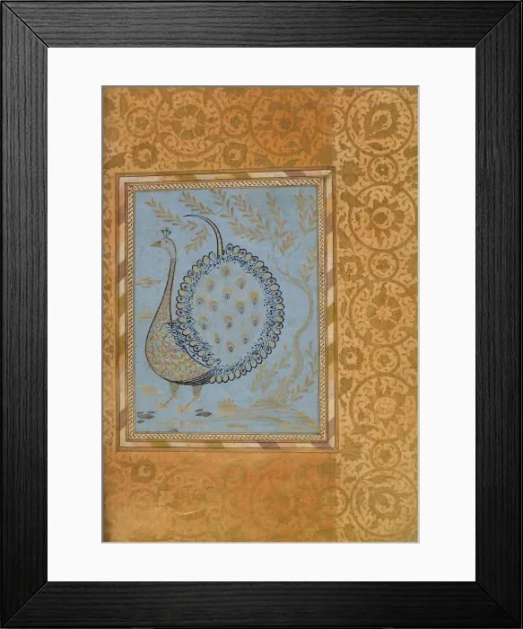 Framed Print : Calligraphic Composition in Shape of Peacock, Folio from the Bellini Album, ca. 1600 Framed Print : Calligraphic Composition in Shape of Peacock, Folio from the Bellini Album, ca. 1600