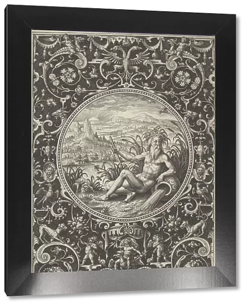 Neptune in a Decorative Frame with Grotesques, from the Judgment of Paris, c1580-1600