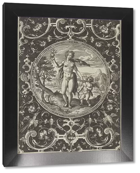 Venus and Cupid in a Decorative Frame with Grotesques, from the Judgment of Paris