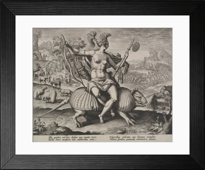 Framed Print : America, from the Four Continents. n. d. Creator: Adriaen Collaert Framed Print : America, from the Four Continents. n. d. Creator: Adriaen Collaert
