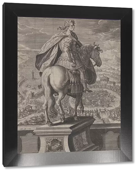 Plate 5: equestrian statue of Claudius, seen from behind, a naval competition at ri