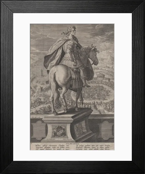 Framed Print : Plate 5: equestrian statue of Claudius, seen from behind, a naval competition at ri Framed Print : Plate 5: equestrian statue of Claudius, seen from behind, a naval competition at ri