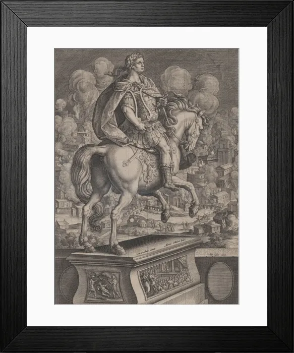 Framed Print : Plate 6: equestrian statue of Nero, seen from behind, the Great Fire of Rome in Framed Print : Plate 6: equestrian statue of Nero, seen from behind, the Great Fire of Rome in