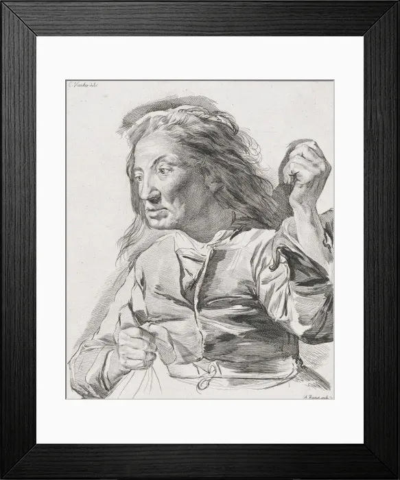Framed Print : An old woman with clenched fists, 1786. Creator: Adam von Bartsch Framed Print : An old woman with clenched fists, 1786. Creator: Adam von Bartsch