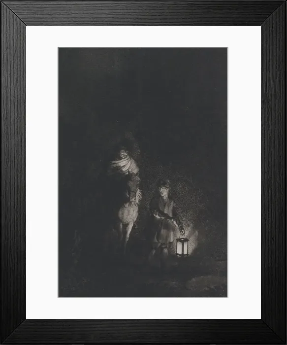Framed Print : Rider and boy with lantern, 1797. Creator: Adam von Bartsch Framed Print : Rider and boy with lantern, 1797. Creator: Adam von Bartsch