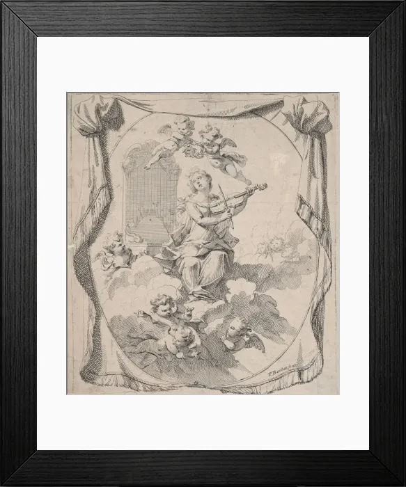 Framed Print : St. Cecilia on Clouds Upheld by Angels, 1696. 1696. Creator: Pierre Berchet Framed Print : St. Cecilia on Clouds Upheld by Angels, 1696. 1696. Creator: Pierre Berchet