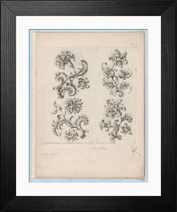 Framed Print : Series of Small Flower Motifs, Plate 1, ca. 1670-85. ca. 1670-85 Framed Print : Series of Small Flower Motifs, Plate 1, ca. 1670-85. ca. 1670-85