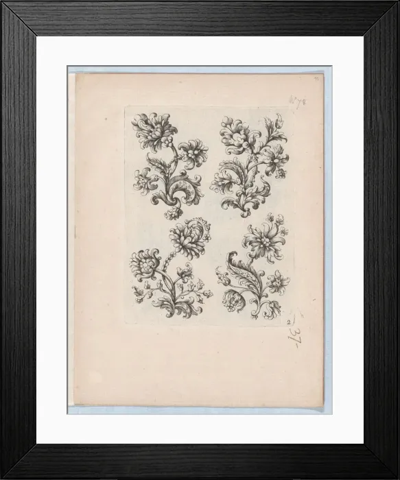Framed Print : Series of Small Flower Motifs, Plate 2, ca. 1670-85. ca. 1670-85 Framed Print : Series of Small Flower Motifs, Plate 2, ca. 1670-85. ca. 1670-85