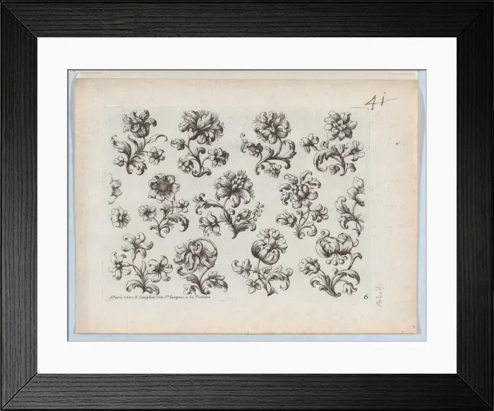 Framed Print : Series of Small Flower Motifs, Plate 6, ca. 1670-85. ca. 1670-85 Framed Print : Series of Small Flower Motifs, Plate 6, ca. 1670-85. ca. 1670-85