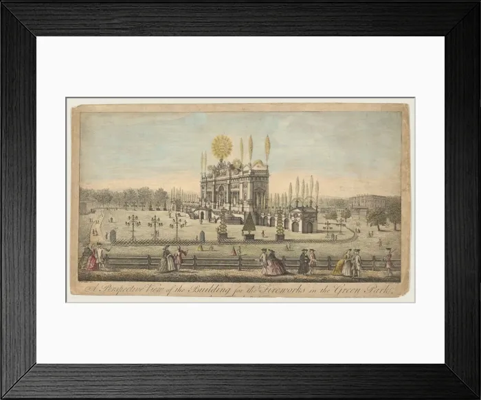 Framed Print : A Perspective View of the Building for the Fireworks in the Green Park, London, ca. 1749 Framed Print : A Perspective View of the Building for the Fireworks in the Green Park, London, ca. 1749